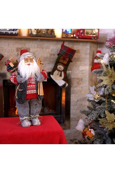 Strend Pro Decoration, Santa Claus with skis, 45 cm