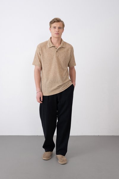 RODEZ Beige Polo Neck Tshirt