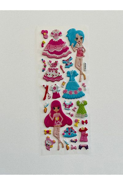 Mielibon 3D Embossed Girl Dress up Sticker Set |   6 Color Pages