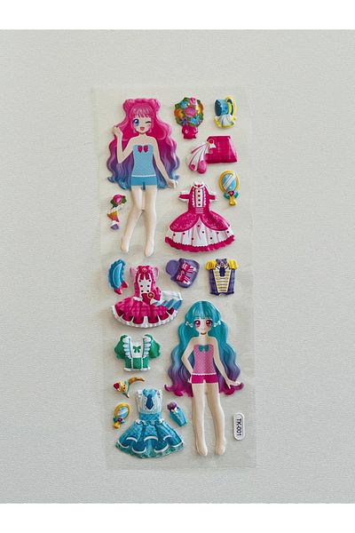 Mielibon Embossed 3D Girl Dress up Sticker Set - Set of 6 Stickers