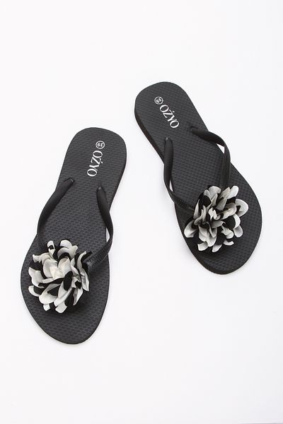 OZYO Havana Black Floral Flip Flops Beach Slippers