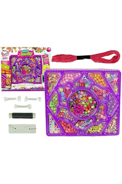 miraza Creative Bead Set for Bracelets and Necklaces, 600 Pieces, 16 Different Colors and Sizes