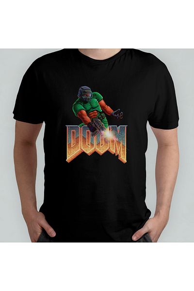 Pixxa Doom Unisex 100% Cotton Crew Neck T-Shirt Model 1