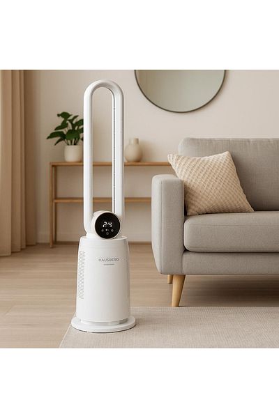 Hausberg Digital tower fan, 65W, 12 speeds, 4 programs, 12h timer, LED, remote control
