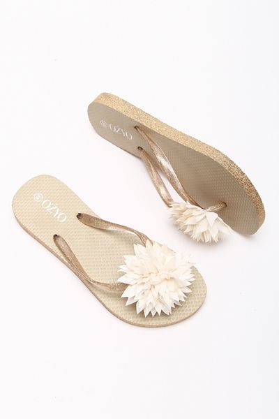 OZYO Havana Gold Flower Beach Slippers
