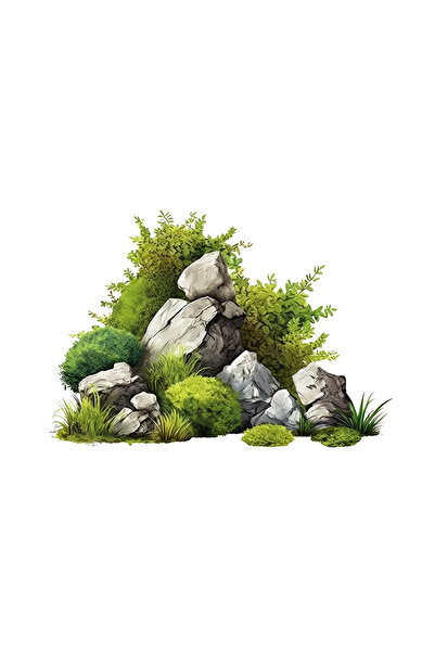 INOVATIX Set de 8 piese, autocolant Pietre și arbuști verzi, INOVATIX®. 6 cm