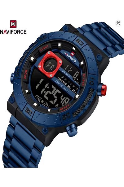 Naviforce Men Business Watches Chronograph Stainless Steel Strap Luxury Quartz Wristwatch