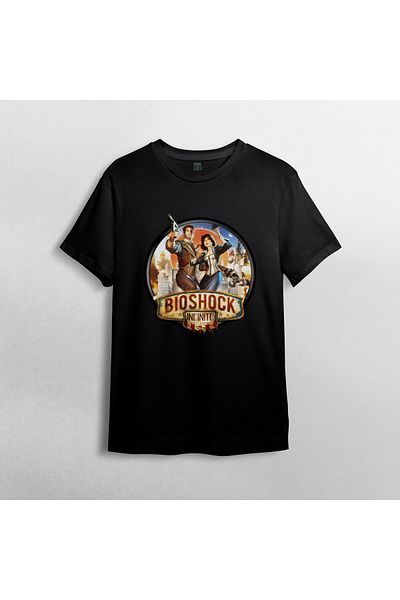 Pixxa Bioshock Infinite Unisex 100% Cotton Crew Neck T-Shirt Model 3