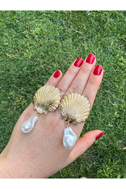 bijuxbymrv Midye İncili Sallantılı Küpe