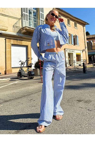 2wins Sunkissed Shirt/Crop Set - Blue