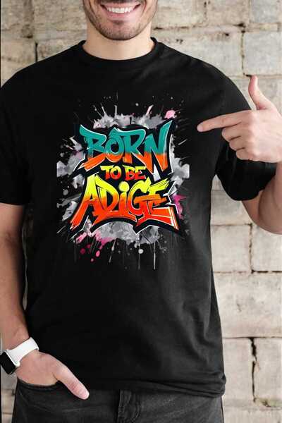 Adige Duvar Yazı Baskılı Çerkes Erkek T shirt