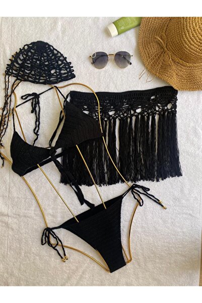 Womanism Yazlık Örgü Bikini ve Plaj Eteği Seti – Bohem Stil