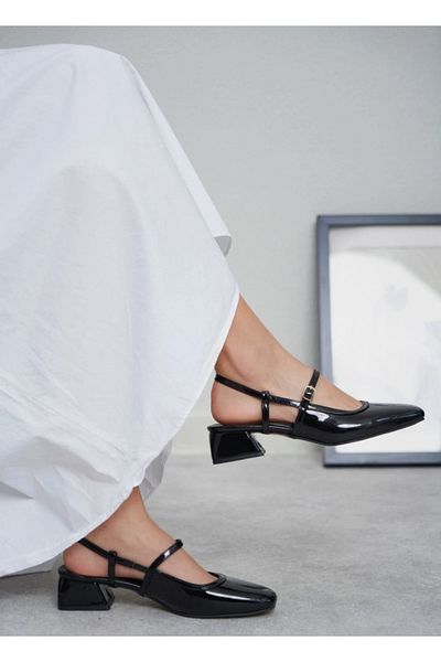 S.N.S SHOES Moda Ayağınızda Heeled Patent Leather Women's Shoes Classic Daily