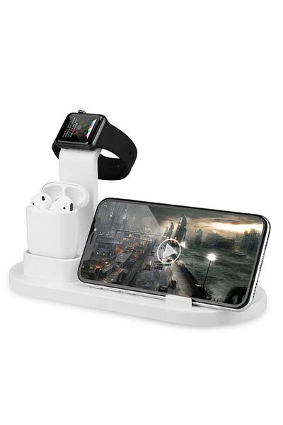 ZEQAS 4 in 1 Wireless Charger White 10W – Phone, Smartwatch & Headphones