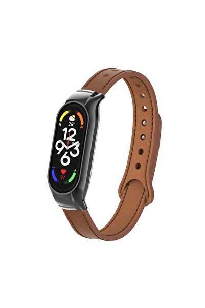 Xiaomi Mi Band 7 Uyumlu KRD-68 Deri MBTM Kordon-Kahverengi