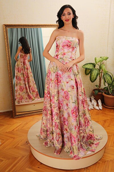 wisteriA ÇİÇEK DESENLİ ABİYE