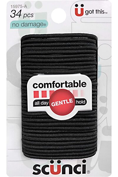 SCUnderwear Scunci No-Damage Small Elastics - Black, 34-Count per pack