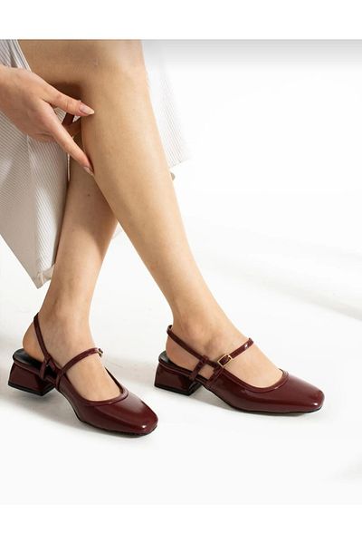 S.N.S SHOES Moda Ayağınızda Heeled Patent Leather Women's Shoes Classic Daily