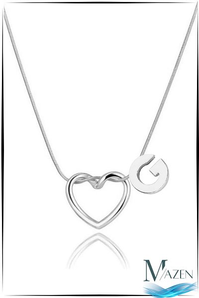 MAZEN Silver Color Heart Letter Detailed Necklace – Tarnish-Free Surgical Steel – Letter g