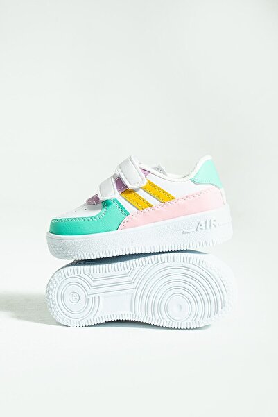 WMİLANO Çocuk Unisex Yeşil Sneakers Cırtlı Spor Rahat Çocuk Ayakkabısı