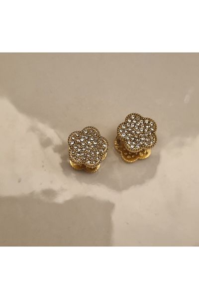 AKSESUARIM Double-Sided Useful Clover, Design, Stylish Steel Earrings (Non-Stick and Anti-Allergic)