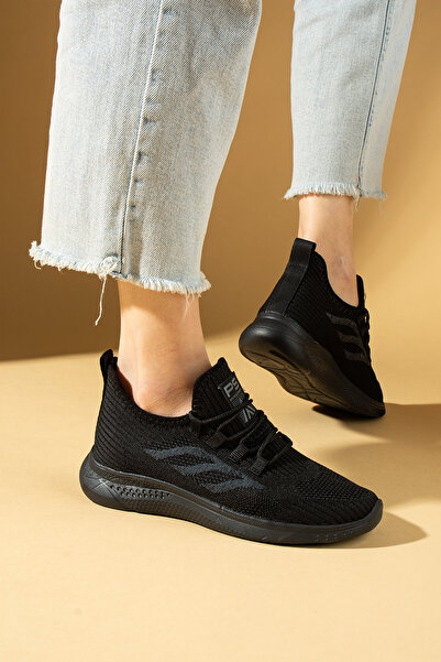 WMİLANO Unisex Siyah Siyah Triko Rahat Taban Confort Sneaker Spor Ayakkabı