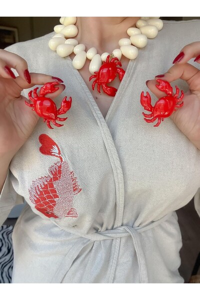 gingillo aksesuar Brand Model Red Crab Earrings