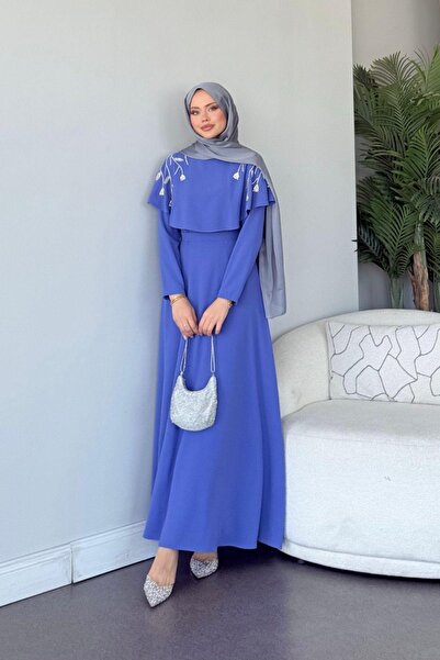 HAZA MODA Milan Taşlı Abiye Lila