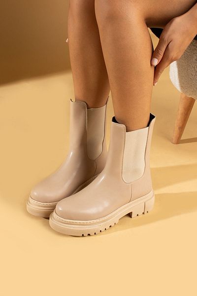 Pembe Potin Women's Nut Thick Non-Slip Sole Elastic Daily Comfortable Boots