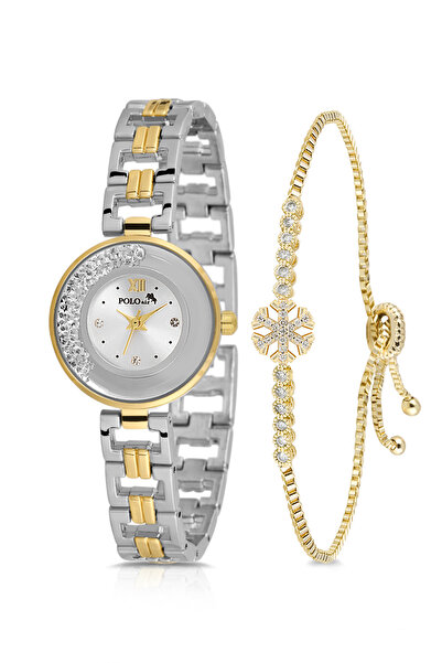 Polo Air Lüx Taşlı Kadın Kol Saati Zirkon Taşlı Kartanesi Bileklik Kombin Gol...