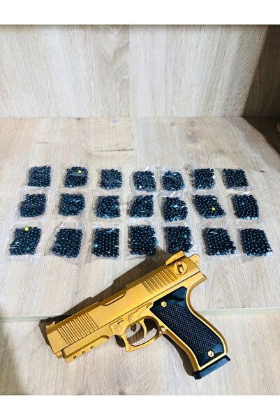 shop Oyuncak Tabanca Gold-Siyah ve Gümüş Renk Boncuklu Oyuncak Tabanca 1 Adet + 21 Paket Boncuk
