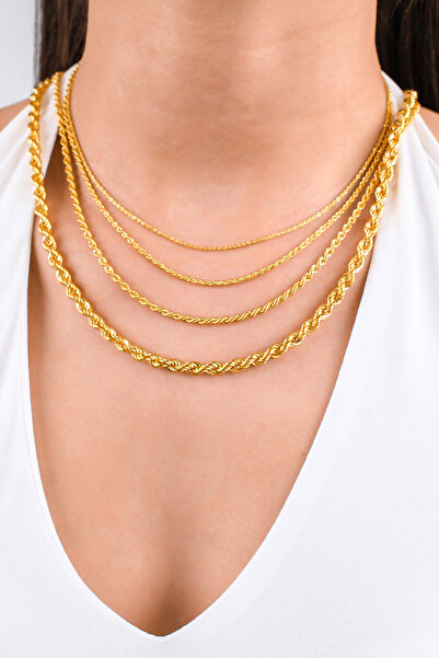 Side Gold Kuyumculuk 14 Ayar Kırmızı Altın Halat Kolye (1,2MM - 45 CM)