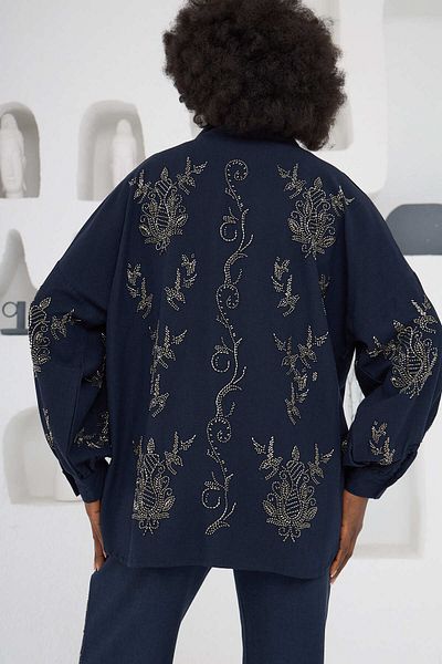 MİA NOURA Women's Kimono Back and Sleeves with Beadwork Pants Front with Beadwork Kimono Pants Set