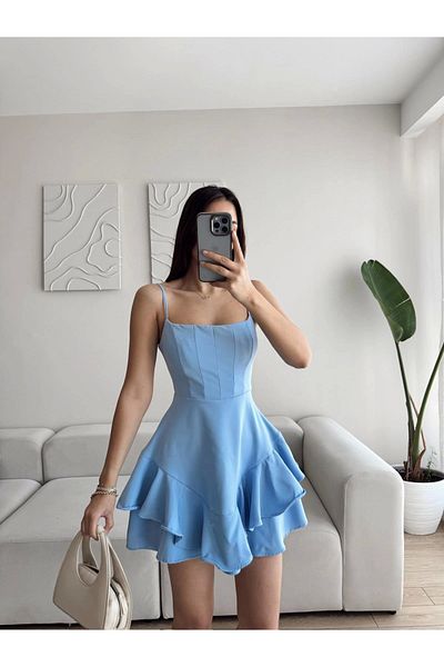 Zoom Butik Twist Strap Princess Dress - Blue