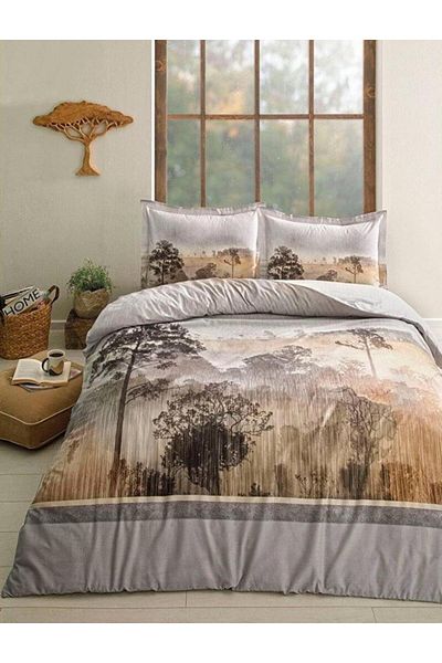 merland benvecocuk Özdilek Double Ranforce Duvet Cover Set Scenery Gray