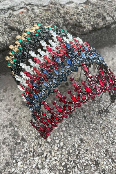 Hobigram Elvira Black Bridal Henna Crown Special Occasion Accessory Women's Crown Hair Accessory – Crown, Crystal Stone