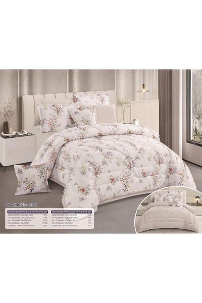 Generic Two-sided bedspread, one side is patterned and the other is plain, filled with 100% microfiber, for two people, 8 pieces