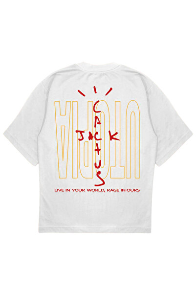 SVART WEAR Tricou UTOPIA v2 Tricou OVERSIZE cactus jack alb