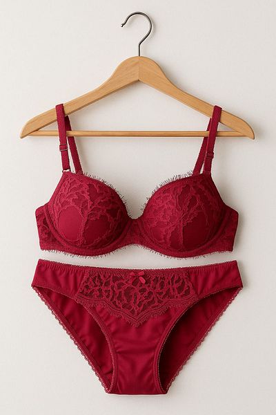 Orkide Burgundy Unpadded Bra Set Lorenza
