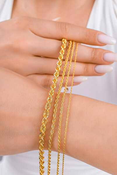 Side Gold Kuyumculuk 14 Ayar Kırmızı Altın Halat Kolye (2MM - 45 CM)