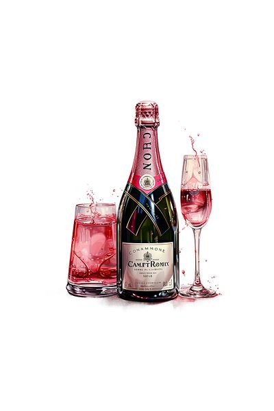 INOVATIX Set de 8 piese, autocolant Stefani Pink Champagne, INOVATIX®. 6 cm