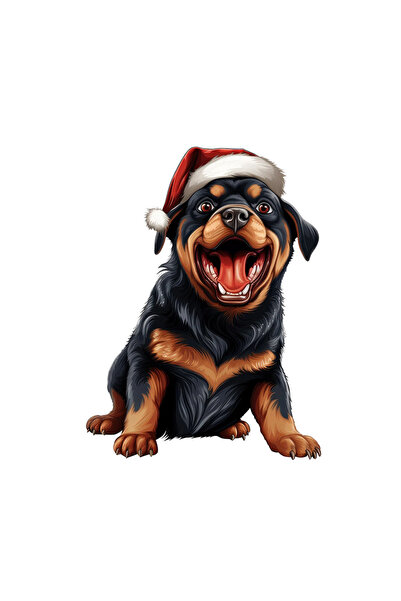 INOVATIX Set de 8 piese, autocolant Rottweiler cu pălărie de Crăciun, INOVATI...