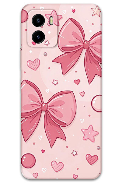 Gramaphone Vivo Y15s Uyumlu Kurdele Desenli Telefon Kılıfı + Ekran Koruyucu - 5803