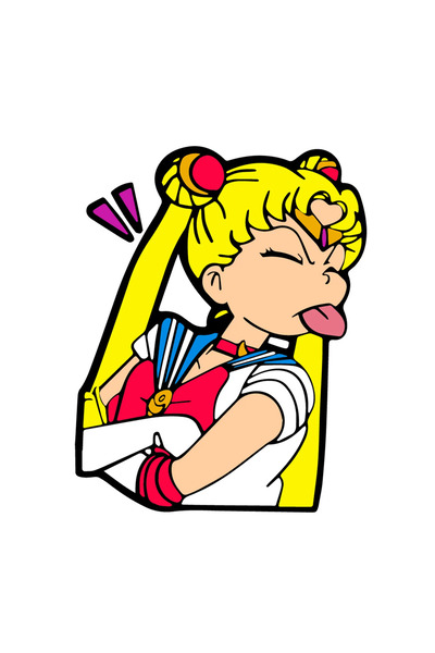 INOVATIX Set de 8 piese, autocolant Sailor Moon cu limba scoasă, INOVATIX®. 6 cm