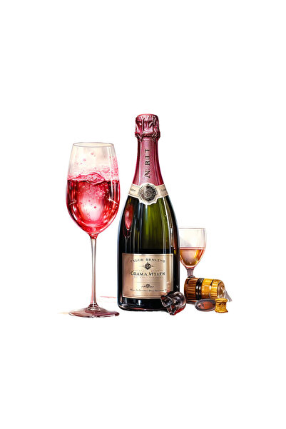 INOVATIX Set de 8 bucăți, autocolant roz Astucciato cu șampanie, INOVATIX®. 6 cm