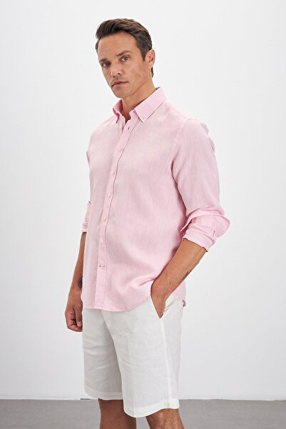 Paşahan Сорочка з коміром на ґудзиках Comfort Fit, 100% льон, чоловіча