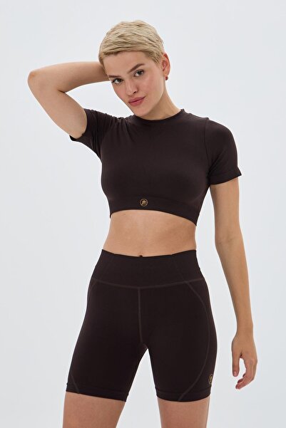 Oishii Kumo Κοντό Crop Top Καφέ