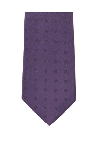 1001 Kravat Minimal Square Patterned 7.5 cm Wide Purple Colored Satin Silk Tie