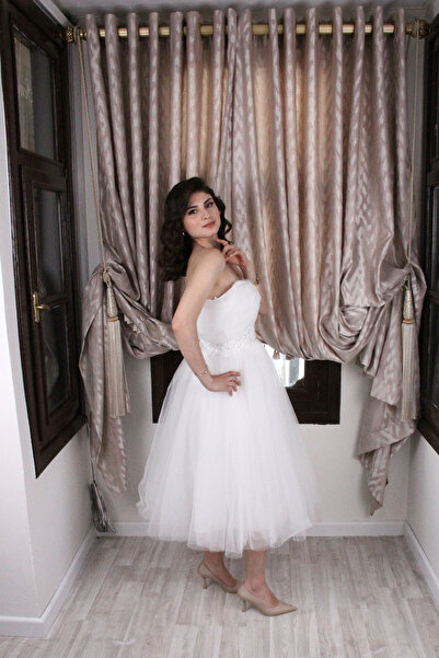 Şenay Ceylan Moda Evi Midi Boy Straplez Elbisi