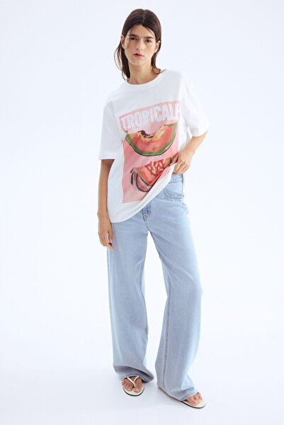 H&M Boncuk Süslemeli Tişört
